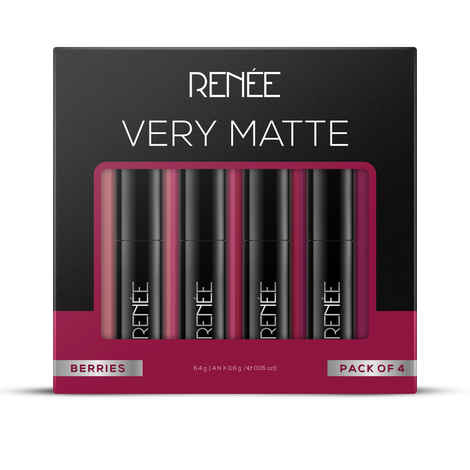 Buy Renee Very Matte Pack of 4 Matte Lipsticks Berries, Intense Color Pay Off, Full Coverage, Long Lasting & Weightless, Easy Glide Formula With Velvety Finish, Suitable For All Occasion, Ideal For Gifting - Purplle