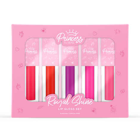 Buy Princess By Renee Royal Shine Lip Gloss Set, For Pre-Teens, Supple & Supper Glossy Lips, Non-Sticky & Lightweight, Lightly Tinted, Strawberry Seed Oil, Jojoba Oil & Avocado Oil Infused Pack of 5 - Purplle