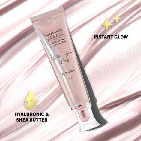 FACES CANADA Strobe Cream - Rose Gold, 30 ml | Primer + Highlighter + Moisturizer | Shea Butter & Hyaluronic Acid | Intense Hydration | Flawless Radiant Dewy Skin | Illuminating & Glowing Makeup Base