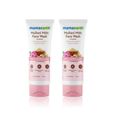 Mamaearth Multani Mitti Face Wash with Multani Mitti & Bulgarian Rose For Oil Control & Acne - 100 ml (Pack of 2)