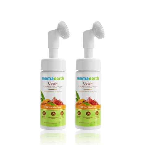 Mamaearth Ubtan Foaming Face Wash with Turmeric and Saffron for Tan Removal - 150 ml (Pack of 2)