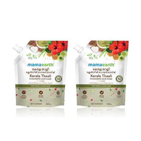 Buy Mamaearth Kerala Thaali Cleansing Hair Mask with Hibiscus Shikakai Amla Flaxseed for Thick & Long Hair 200 gm (Pack of 2) - Purplle