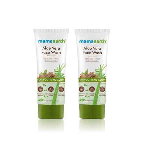 Mamaearth Aloe Vera Face Wash with Aloe Vera & Ashwagandha for a Youthful Glow - 100 ml (Pack of 2)