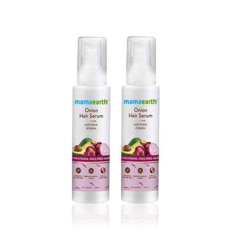Buy Mamaearth Onion Hair Serum with Onion and Biotin for Strong Frizz-Free Hair - 100 ml (Pack of 2) - Purplle