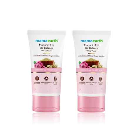 Mamaearth Multani Mitti Oil Balance Face Wash with Multani Mitti & Bulgarian Rose for Normal to Oily Skin - 150 ml| (Pack of 2)
