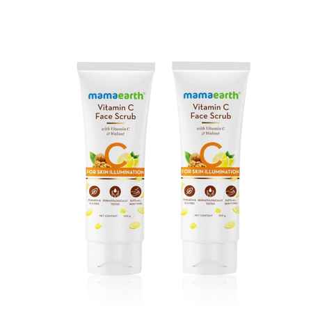 Mamaearth Vitamin C Face Scrub for Glowing Skin With Vitamin C and Walnut For Skin Illumination 100 gm (Pack of 2)
