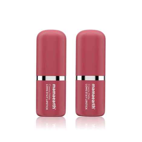 Mamaearth Creamy Matte Long Stay Lipstick with Murumuru Butter and Vitamin E for 8-Hour Long Stay Pink Rose - 4.2 gm (Pack of 2)