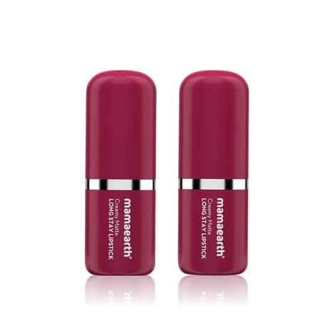 Mamaearth Creamy Matte Long Stay Lipstick with Murumuru Butter and Vitamin E for 8-Hour Long Stay |Cranberry Crush - 4.2 gm (Pack of 2)