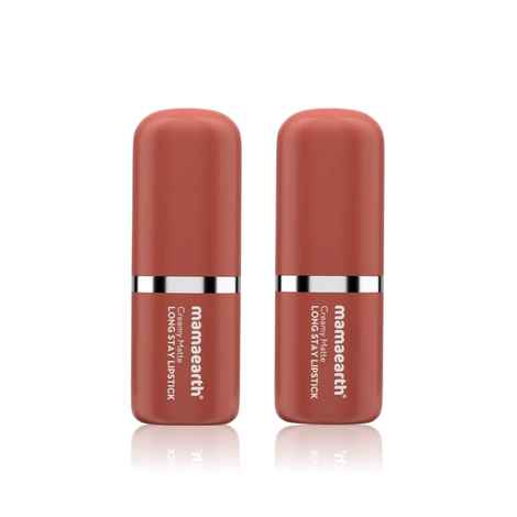 Mamaearth Creamy Matte Long Stay Lipstick with Murumuru Butter and Vitamin E for 8-Hour Long Stay | Apricot Taupe - 4.2 gm (Pack of 2)