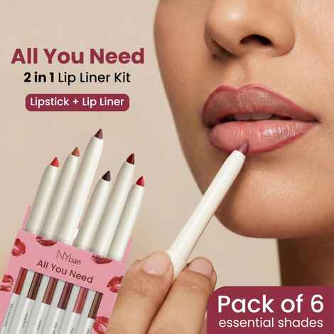 Buy NY Bae 2-in-1 Lip Liner Kit Pack of 6 | 6 Multi-Use Lip Pencils | Smooth Creamy Glide | Matte Non-Drying Finish | Rich Colour Payoff | Easy to Line & Fill | Long-Lasting Lip Definer & Base | Lip Contour & Lipstick Enhancer Set - Purplle