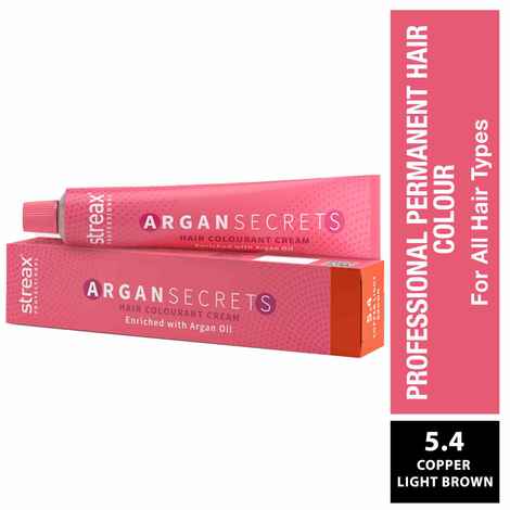 Buy Streax Professional Argan Secret Hair Colourant Cream - Copper Light Brown 5.4 (60 gm) - Purplle