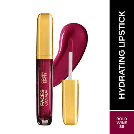 FACES CANADA Comfy Matte Liquid Lipstick - Bold Wine 35, 3.8 ml | Comfortable 10HR Longstay | Intense Matte Color | Almond Oil & Vitamin E Infused | Super Smooth | No Dryness | No Alcohol