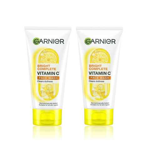 Garnier Skin Naturals Bright Complete Vitamin C Face Wash - For Brighter & Glowing Skin - Daily Cleanser Suitable For all Skin Types (150 gm)- Pack of 2