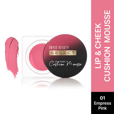 Buy Swiss Beauty Select Lip And Cheek Cushion Creamy Mousse with Vitamin E | 12 Hours Stay | with Lip Brush |1 Empress Pink 4.5 gm - Purplle