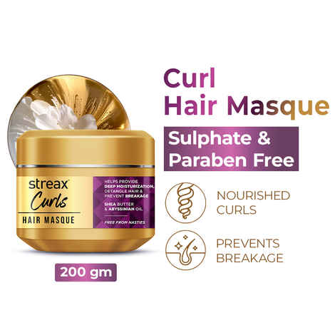 Streax Curl Hair Mask for Curly, Wavy Hair- 200 gm | Hydrating Hair Masque for Dry, Frizzy, Wavy , Curly & Damaged Hair