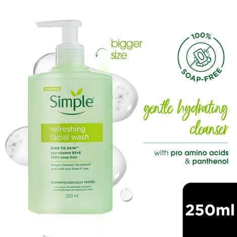 Buy Simple Refreshing Facial Wash | 100% Soap-Free | Perfect for Sensitive Skin | For Daily Use | 250 ml - Purplle