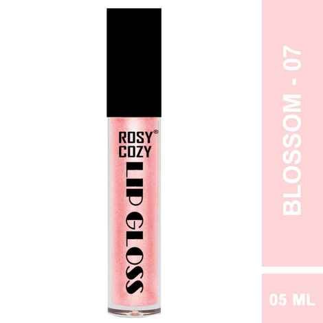 Buy Rosy Cozy Lip Gloss Shimmer | Shade Blossom | Color Pink | High Glossy, High Shine Enriched With Vitamin E | Light Weight, Long Lasting, Non Sticky Hydrating Lipgloss 5 ml - Purplle