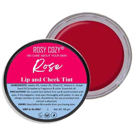 Buy Rosy Cozy Lip And Cheek Tint In Cream (Rose) For Women And Girls | 100% Organic With Pure & Natural Ingredients | Waterproof Long Lasting Lip & Cheek Tint Cream Lip Tint Cream Lip Moisturizer Cheek Moisturizer Lip Face Tint Lip Stain 8 gm - Purplle
