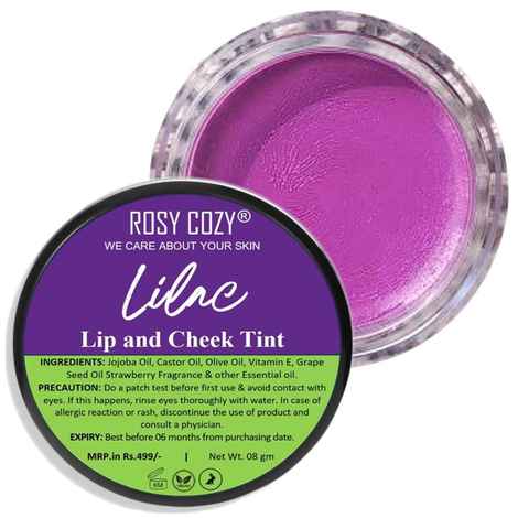 Buy Rosy Cozy Lip And Cheek Tint In Cream (Lilac) For Women And Girls | 100% Organic With Pure & Natural Ingredients | Waterproof Long Lasting Lip & Cheek Tint Cream Lip Tint Cream Lip Moisturizer Cheek Moisturizer Lip Face Tint Lip Stain 8 gm - Purplle
