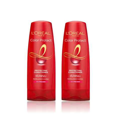 L'Oreal Paris Conditioner Vibrant and Revived Colour Protects from UVA & UVB For Colour-treated Hair Colour Protect 180 ml (Pack of 2)