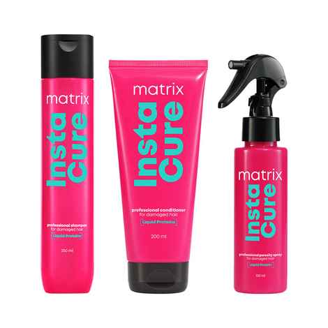 Buy MATRIX InstaCure Shampoo (350 ml), Conditioner (100 ml) & Porosity Spray(100 ml) Combo with Liquid Protein for Damaged Hair |Reduce Split Ends, Breakage, Knotting | Ditch Damage from 1st Use* - Purplle