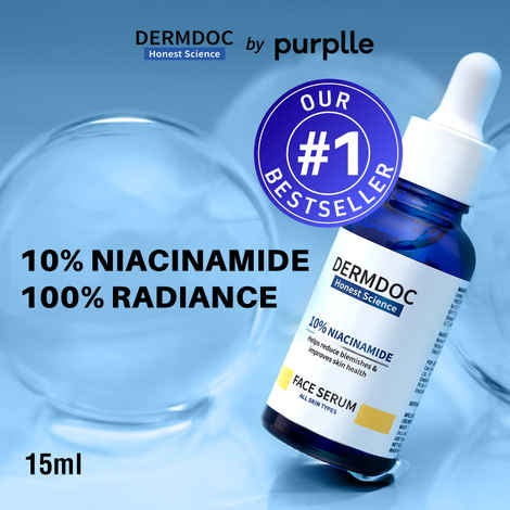 DERMDOC by Purplle 10% Niacinamide Face Serum (15 ml) | Skin Brightening | Fades Dark Spots| Niacinamide Face Serum I Niacinamide for Oily Skin