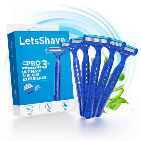 Buy LetsShave Pro 3 Plus Disposable Razor Kit - 5 N Pro 3 Shaving Razor  - Purplle