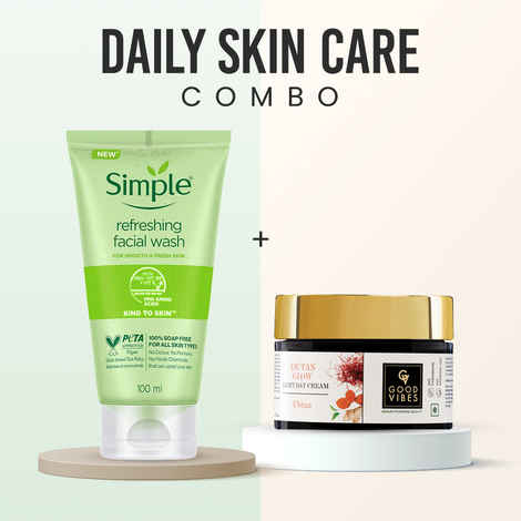 Simple & Good Vibes Glow Duo (Combo of 2) | Refreshing Face Wash (100 ml) | Ubtan De-tan Glow Light Day Cream (50 gm) | Gentle Cleansing & Brightening