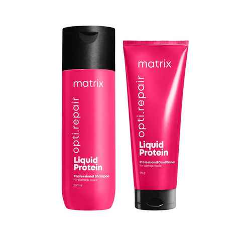 Matrix Opti.Repair Professional Liquid Protein Shampoo + Conditioner combo for Damaged Hair Repairs Damage from 1st Use Reduced Split Ends Combo of 2
