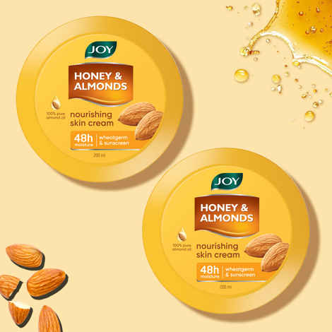 Joy Honey & Almonds Deep Nourishing Moisturizer for Face, Hands & Body (200 ml x 2) |Skin Cold Cream with Natural Sunscreen For Glowing Skin | Protects for Dryness & Retains Natural Moisture Balance Pack of 2