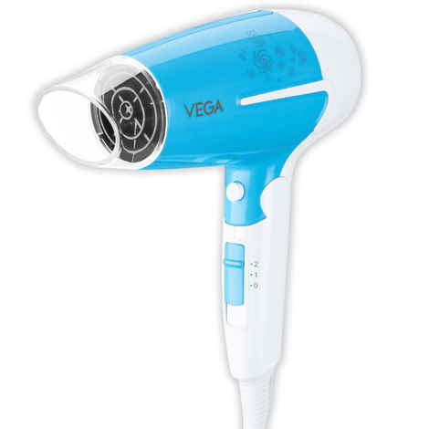 Vega U Style 1600W Foldable Hair Dryer for Women & Men with Cool Shot Button, 2 Speed/3 Heat Settings, Detachable Nozzle, Travel Friendly, Fast Hair Drying, (VHDH-32) 1 pc