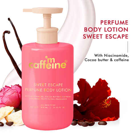 Buy mCaffeine Sweet Escape Perfume Body Lotion with Niacinamide, Cocoa & Shea Butter | Deeply Moisturizes | Luxury Fruity-Floral Scented Lotion - 600 ml - Purplle
