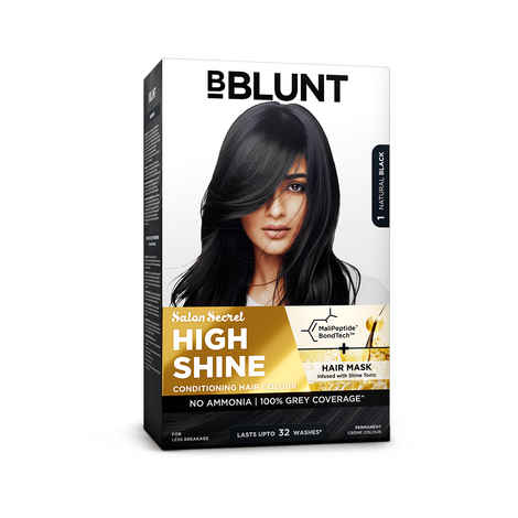 Buy BBLUNT Salon Secret High Shine Conditioning Hair Colour - Natural Black 130 gm - Purplle