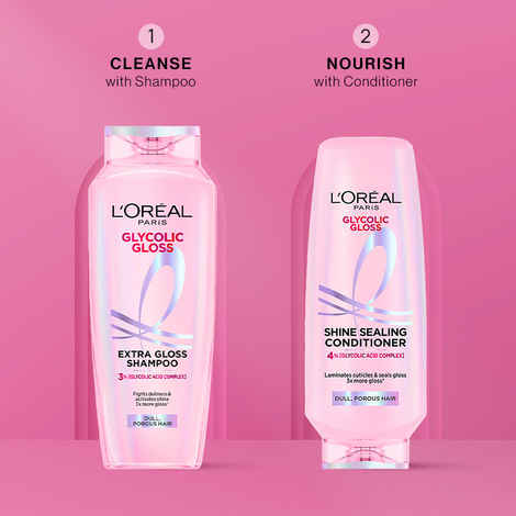 Buy L'Oreal Paris Glycolic Gloss Shine Duo | 3X More Gloss | Shampoo 200 ml + Conditioner 175 ml, Combo of 2 - Purplle