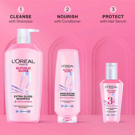 Buy L'Oreal Paris Ultimate Gloss Trio | Shampoo 1000 ml + Conditioner 340 ml + Serum 80 ml | For Dull & Rough Hair-Combo of 3 - Purplle