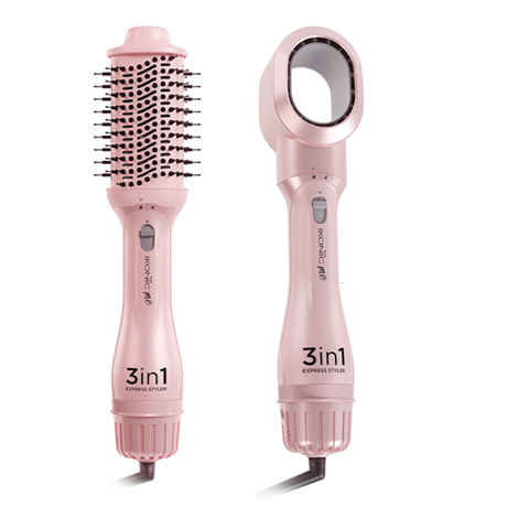 IKONIC PROFESSIONAL 3 In 1 Express Styler - Pink | 1.5-Inch Barrel | Hair Dryer Hair Straightener Volumizer Blow Dryer Styling Tool,1200 Watt, Pink For Women 1 pc