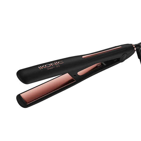 IKONIC PROFESSIONAL Gleam 3.0 Hair Straightener, Black| Super Slim 1 Inch Plates | Ergonomically Slim | Digital Temperature Control| Automated Shut Off Safety | Advanced Rose Gold Titanium Surface| Quick Heat 1 pc