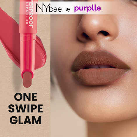 Buy NY Bae Transfer-proof Matte Crayon Lipstick –Macaroon 04 - 2 gm Creamy & Moisturizing | Vitamin E | Feather Light Texture | 12 shades for all Indian skin tones | Smudge Proof | Retractable, Easy to Use | Smooth Application | 8 hrs+ Long Lasting - Purplle