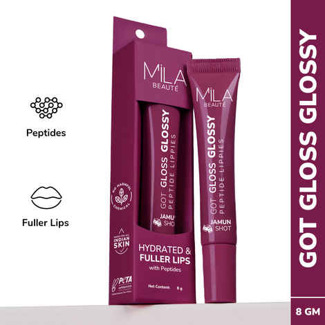Buy Mila Beaute Peptide infused Gloss I With Hyaluronic Acid & Vitamin E I Hydrating I Plump & Fuller Lips - Jamun Shot, 8 gm - Purplle