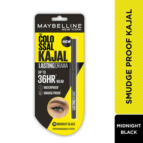 Buy Maybelline New York Colossal Lasting drama Kajal - 36H Wear, Waterproof, Smudge Proof Kajal - 10 Midnight Black, 1 gm - Purplle