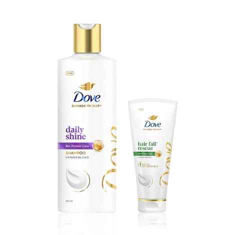 Dove Hair care Kit (Daily Shine BIO PRO Shampoo (340 ml) + Hair Fall Rescue Hair Conditioner For Strong Frizz Protected Hair (175 ml)) Combo of 2