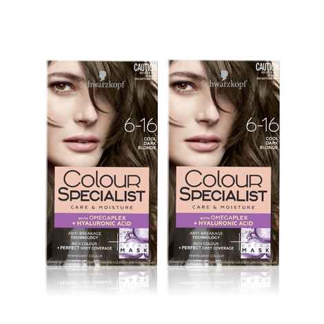 Schwarzkopf Colour Specialist At Home Permanent Hair Colour Pack of 2 ( 6.16 Cool Dark Blonde 165 ml )