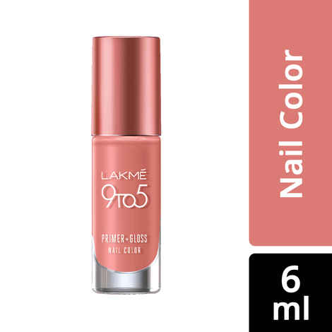 Lakme 9To5 OVERTIME SHINE Nail Colour, Peach Blossom (6 ml)