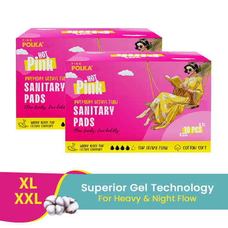 Buy PINQ POLKA Hot pink Sanitary Pad Box (XL+XXL) (Pack Of 20) - Purplle