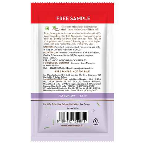Buy Mamaearth Rosemary Anti-Hair Fall Shampoo 8.5 ml - Purplle