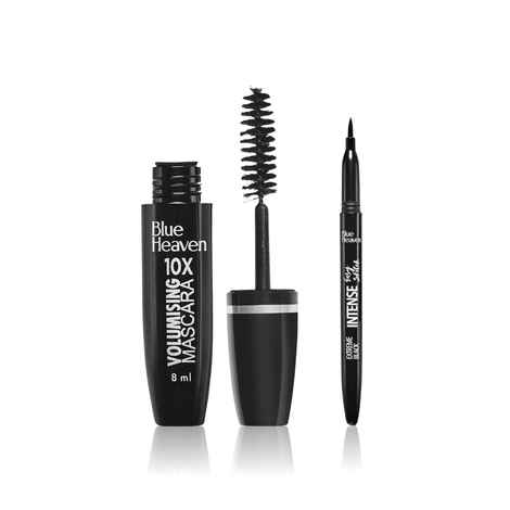 Buy Blue Heaven 10x Volumising Mascara, Black (8 ml) + Blue Heaven Easy Sketch Intense Eyeliner, Exteme Black, 1 ml Combo of 2 - Purplle