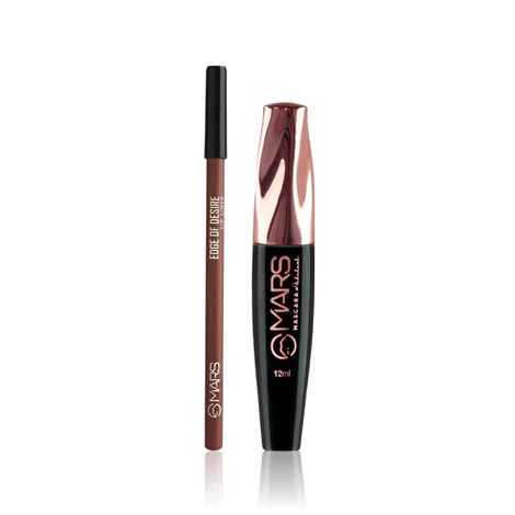 Buy MARS Fabulash Volumising Mascara | Up to 18 Hours Stay | Waterproof with Intense Jet Black Color (12 ml) (Black) + MARS Edge of Desire Matte Lip Liner | One Swipe Smooth Application | Long Lasting Lip Pencil (1.4 gm) (02-DEEP DAWN) Combo of 2 - Purplle
