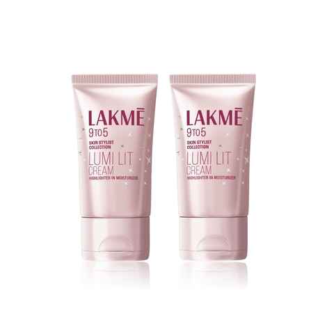 Lakme Lumi Strobe Cream - Highlighter + Moisturizer + Primer With Hyaluronic Acid & Niacinamide - Dewy Rose (30 gm ) Pack of 2