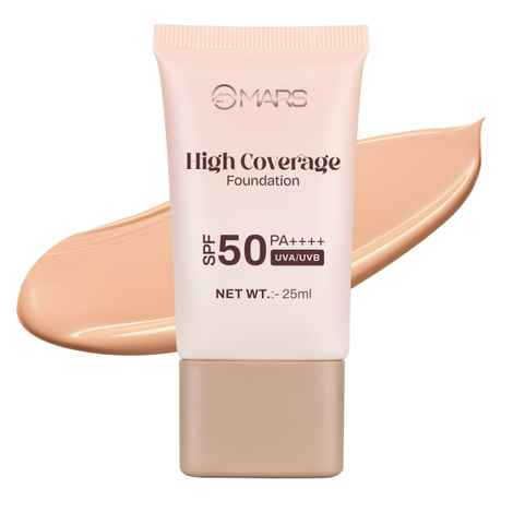 MARS SPF50 PA++++ High Coverage Foundation (25 ml) (05-SANDSTONE) | Blemish Free & Easy to Blend Foundation for Makeup