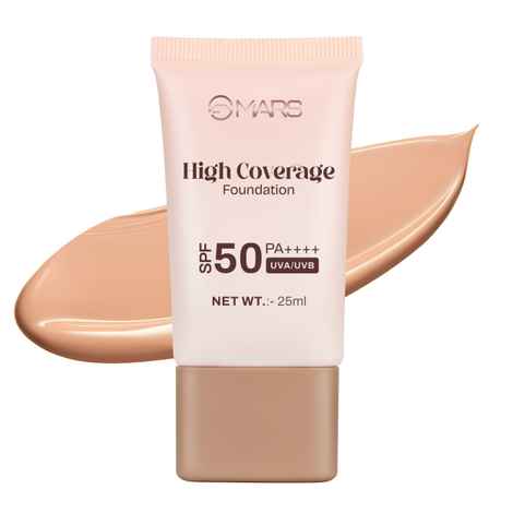 MARS SPF50 PA++++ High Coverage Foundation (25 ml) (06-HONEY TAN) | Blemish Free & Easy to Blend Foundation for Makeup